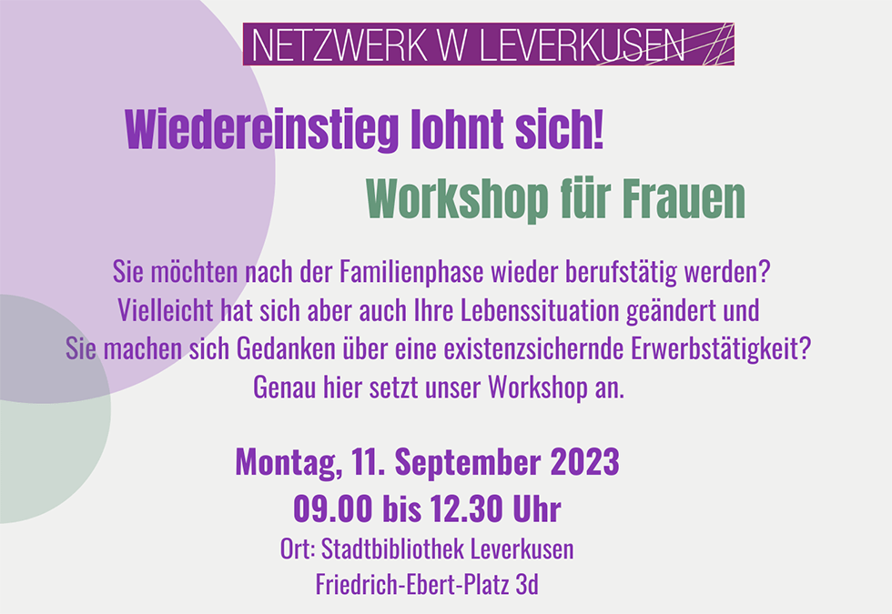 Berufswiedereinstieg Workshop für Frauen